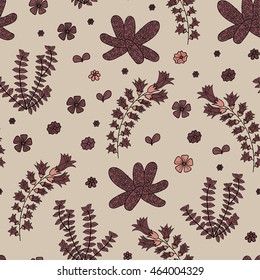 underwater seamless pattern with beautiful corals and seaweed.Hand drawn succulent