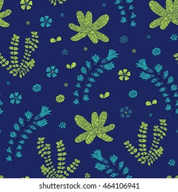 underwater seamless pattern with beautiful corals and seaweed.Hand drawn succulent