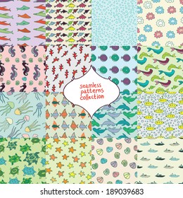 underwater seamless pattern big color collection
