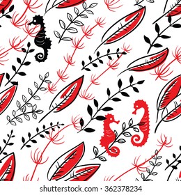 Underwater seamless pattern with Sea Horses