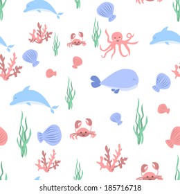 Underwater seamless pattern. Vector eps10.