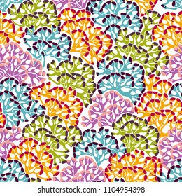 Underwater seascape background. Seamless pattern colorful corals
