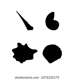 Underwater seashell. Hand drawn sea mollusk shellfish element. Vector illustration in black color