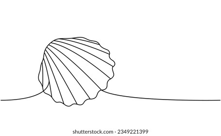 Underwater shell one line continuous drawing. Tropical underwater shell continuous one line illustration. Vector minimalist linear illustration.