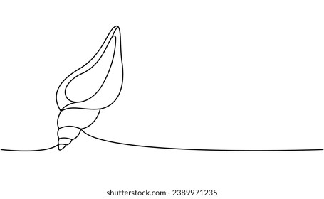 Underwater shell one line continuous drawing. Tropical underwater shell continuous one line illustration. Vector minimalist linear illustration.