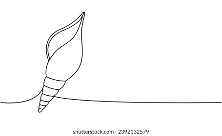 Underwater shell one line continuous drawing. Tropical underwater shell continuous one line illustration. Vector minimalist linear illustration.