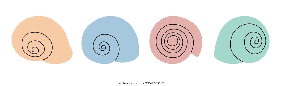 Underwater shells. Sea shells, mollusks, scallop, pearls. Tropical underwater shells. Vector illustration.