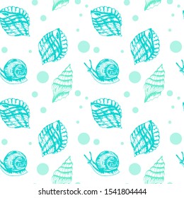 Underwater Shells and Snails. Seamless Vector Pattern. Marine Life Concept