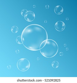 Underwater sparkling oxygen bubbles in fizzing water. Fizzy sparkles on transparent background. Vector texture for aquarium,  champagne, soda drink backdrop.