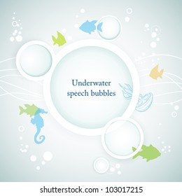 Underwater speech bubbles, marine life