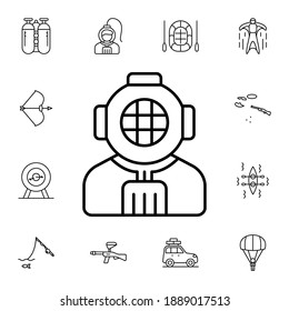 Underwater, suit flat vector icon in adventure pack on white background
