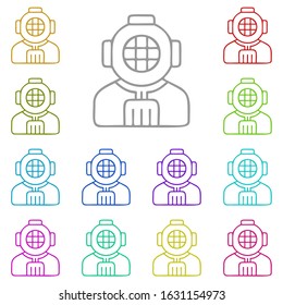 Underwater, suit multi color icon. Simple thin line, outline vector of adventure for ui and ux, website or mobile application