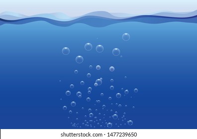 Underwater and surface line with bubbles vector