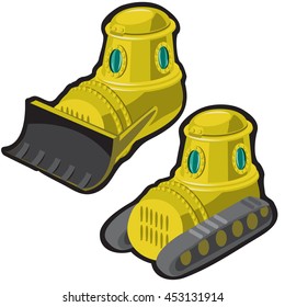 Underwater technique for cleaning of the seabed. Vector illustration.