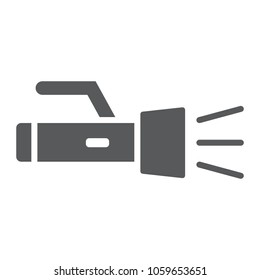 Underwater torch glyph icon, diving and underwater, flashlight sign vector graphics, a solid pattern on a white background, eps 10.