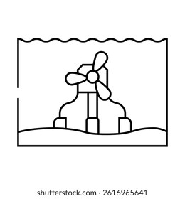 underwater turbine line icon vector. underwater turbine sign. isolated contour symbol black illustration