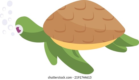 Underwater Turtle Swimming Concept vector color icon design, Deep sea creature symbol, Aquatic Elements Sign, Underwater animal stock illustration
