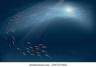 Underwater vector background. Minimal abstract design. Suitable for cards, flyers, poster, banner.  