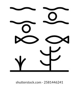 Underwater Vector Line Icon Design