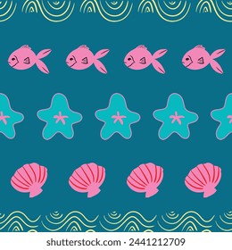 Underwater vector repeat pattern design background