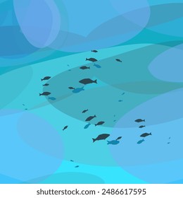 an underwater view filled with schools of fish