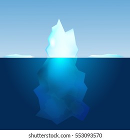 Underwater view of iceberg. Landscape background

