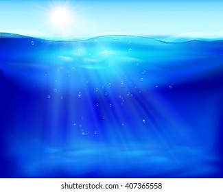 Underwater view. Vector illustration.