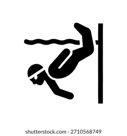 Icono de empuje de giro de pared subacuática aislado sobre fondo blanco