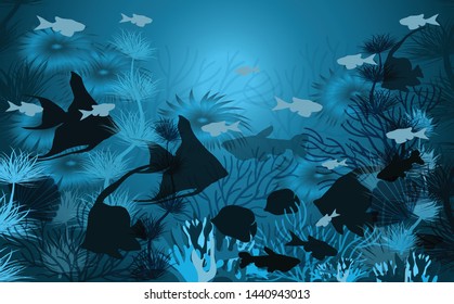 Underwater Wallpaper Tropical Fish Vector Illustration Stock Vector ...