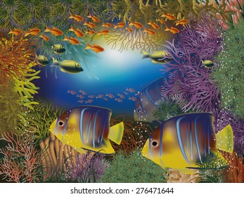 Underwater wallpaper, vector illustration