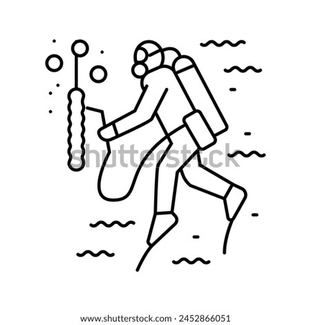 underwater welding ship line icon vector. underwater welding ship sign. isolated contour symbol black illustration