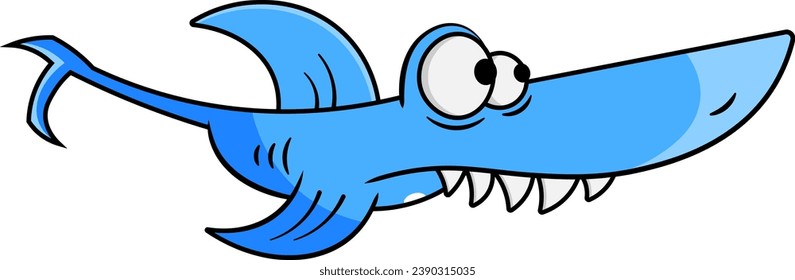 Underwater Whimsy, Playful Blue Shark with a Grin