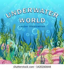 Underwater World Background Seascape Reef Multicolored Stock Vector ...