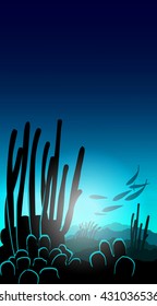 Underwater world background. Vector illustration