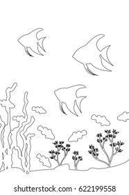 Underwater world for children coloring. vector