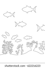 Underwater world for children coloring. vector illustration