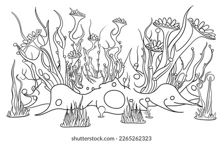 Underwater world coloring page vector