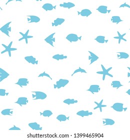 Underwater world in deep ocean. Different fishes. Seamless vector EPS 10

