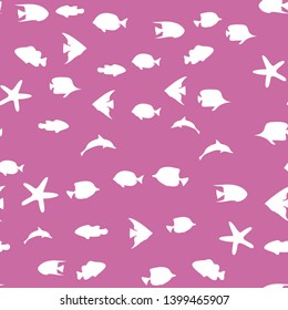 Underwater world in deep ocean. Different fishes. Seamless vector EPS 10

