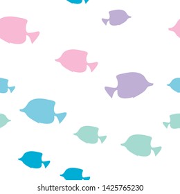 Underwater world in deep ocean. Silhouette of different fishes. Seamless vector EPS 10