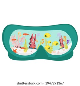 Underwater world in a diving mask.