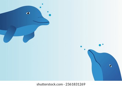 The underwater world with dolphins background