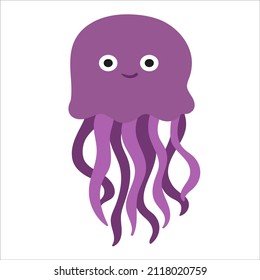 Underwater world with fish, stingrays, dolphins, octopuses and whales. Vector cute illustration of the ocean or sea. A set of marine and ocean underwater animals