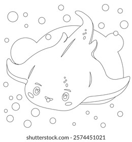 The underwater world of fish. Vector scat image for books and websites. Coloring pages for children's education and development of creative skills.