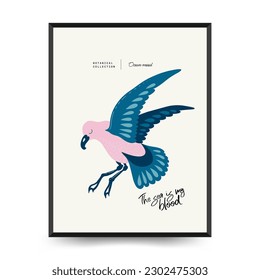 Underwater world, ocean, sea, fish and shells vertical flyer or poster template. Modern trendy Matisse minimal style. Hand drawn design for wallpaper, postcard, cover, template, banner.