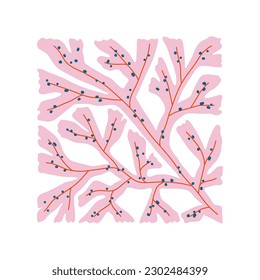 Underwater world, ocean, sea, fish and shells vertical flyer or poster template. Modern trendy Matisse minimal style.