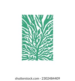 Underwater world, ocean, sea, fish and shells vertical flyer or poster template. Modern trendy Matisse minimal style.
