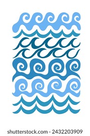 Underwater world, ocean, sea, fish and shells vertical flyer or poster template. Modern trendy Matisse minimal style.