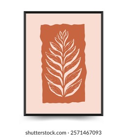 Underwater world, ocean, sea, fish and shells vertical flyer or poster template. Modern trendy Matisse minimal style. Hand drawn design for wallpaper, wall decor, print, postcard, cover, template