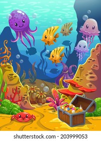 Underwater world, vector illustration